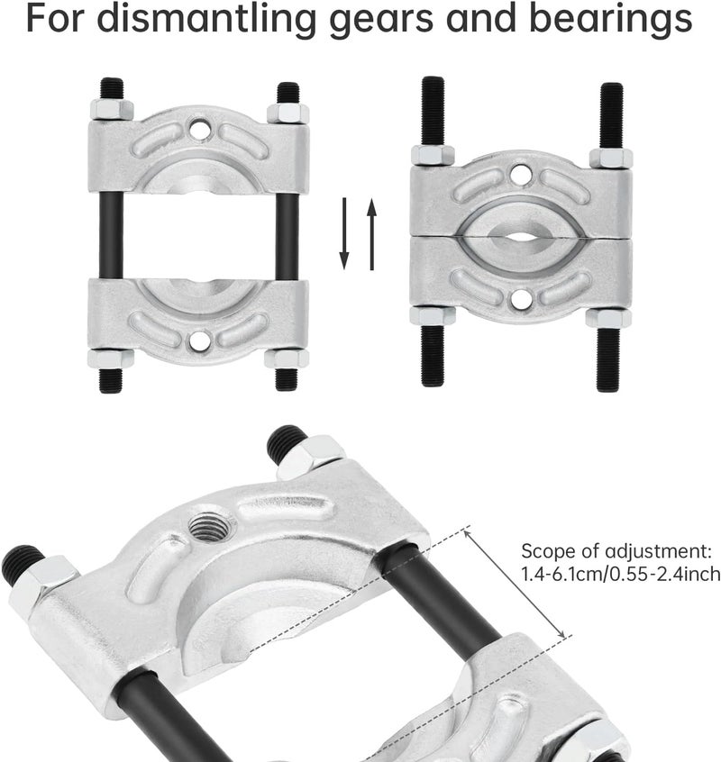 ChgImposs Heavy Duty Bearing Puller with 1/8 to 2 inch Jaw for Gear Pinion/Wheel Hub/Bearing Separator, Chrome-Plated Steel Splitter Tool - Image 3